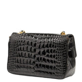 シャネル ココマーク クロコ型押し チェーン ショルダーバッグ ブラック パテントレザー レディース CHANEL 【中古】